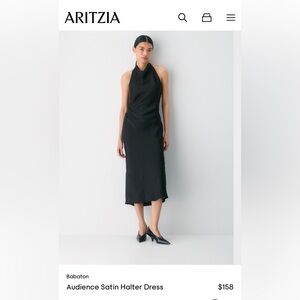Aritzia Black Satin Halter Dress